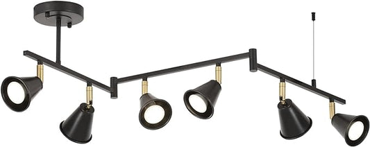 SEEBLEN 6-Light Modern Track Lighting Fixtures Ceiling, Flexible Foldable Arm and Rotatable Light Head,Black Kitchen Track Lighting for Kitchen Islands, Dining Rooms, Bars, Closets, Workbenches.