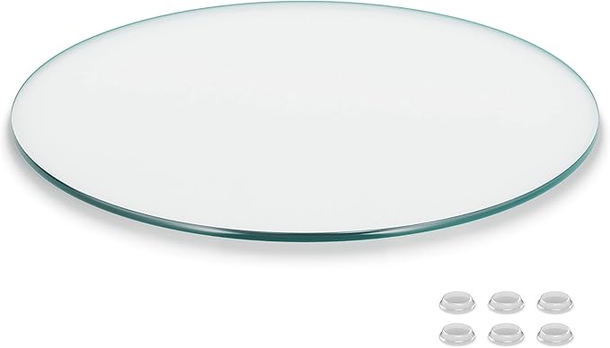 The Better Bevel 24 inch Round Glass Table Top - Clear Tempered Glass Surface Protector - Safe Pencil Polished Edge - Coffee, Dining and End Table