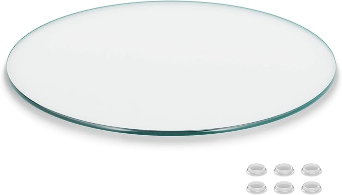 The Better Bevel 36 inch Round Glass Table Top - Clear Tempered Glass Surface Protector - Safe Pencil Polished Edge - Coffee, Dining and End Table
