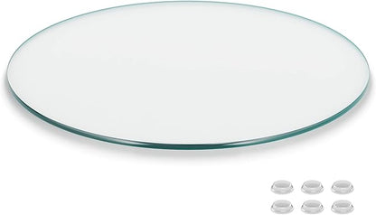 The Better Bevel 36 inch Round Glass Table Top - Clear Tempered Glass Surface Protector - Safe Pencil Polished Edge - Coffee, Dining and End Table