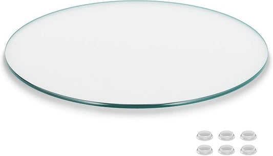 The Better Bevel 18 inch Round Glass Table Top - Clear Tempered Glass Surface Protector - Safe Pencil Polished Edge - Coffee, Dining and End Table