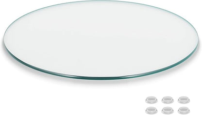 30 inch Round Glass Table Top - Clear Tempered Glass Surface Protector - Safe Pencil Polished Edge - Coffee, Dining and End Table