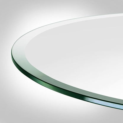 Dulles Glass 38 inch Round Glass Table Top - Tempered - 1/2" Thick Glass Surface, Safe Beveled Edge, Multipurpose for Dining Table, Patio, Coffee and End Table