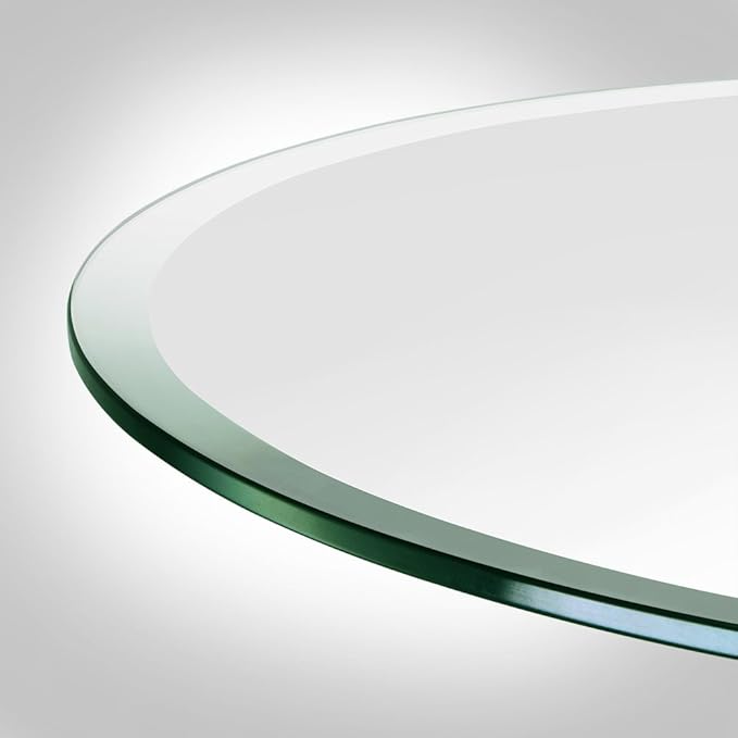 Dulles Glass 36 inch Round Glass Table Top - Tempered - 3/8" Thick Glass Surface, Safe Beveled Edge, Multipurpose for Dining Table, Patio, Coffee and End Table