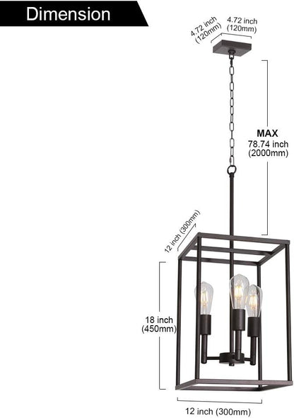 VINLUZ 3 Light Farmhouse Chandelier Black Fixture