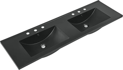 60 inch Vanity Top Bathroom Sink in Matte Black with 3 Holes