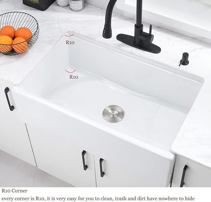 30 Inch White Farmhouse Sink Workstation-Bokaiya 30x20 Fireclay Farmhouse Apron Front Kitchen Sink Ledge WorkstationHeavy Porcelain Ceramic Single Bowl Farm Sink with Cutting Board
