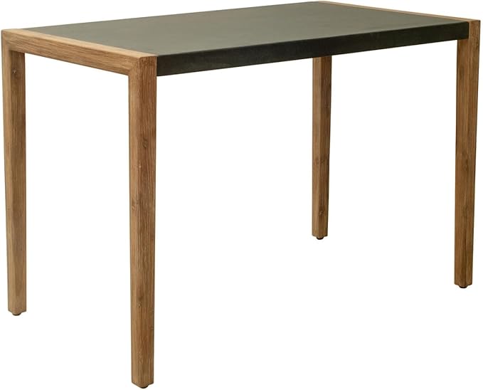 HomeStock Gray Counter Table - Acacia Wood Dining Table - Modern Kitchen Island