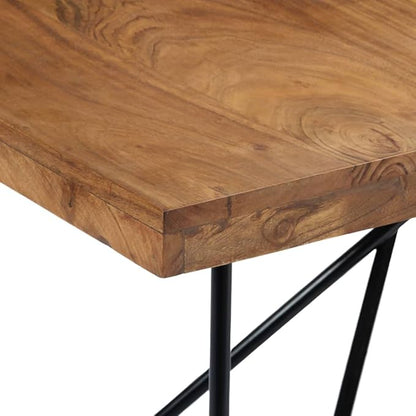 Industrial Dining Table 70.9 x 35.4 in Solid Acacia Wood Rectangular Large Kitchen Table Modern Metal Frame for Dining Room Kitchen Home Office