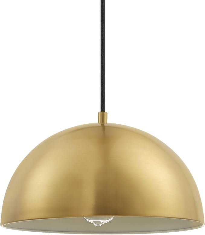 Globe Electric 65826 Hazel 1-Light Pendant Lighting, Matte Brass, Bulb Not Included