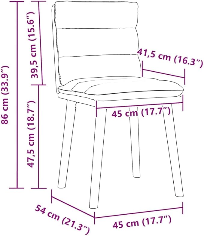 Modern Dining Chair Set of 2 Black Upholstered Side Chairs with Solid Rubber Wood Legs 16.3 in Seat Depth Compact 8.4x6.9x13.3 in for Kitchen Dining Room Living Room