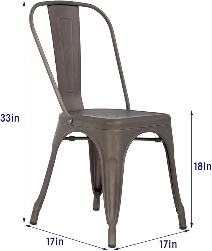 BestOffice 18 Inch Metal Chairs Set of 4 Metal Stackable Patio Chairs Seat Height Café Restaurant Dining Chairs Indoor Outdoor with Waterproof Tolix Side