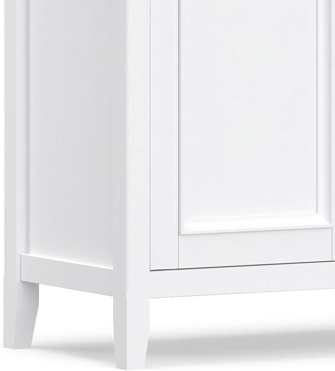 SIMPLIHOME Amherst Storage Cabinet - 66 inch Wide Solid Wood 4-Shelf Sideboard Cabinet in White, Transitional Buffet for Living Room or Dining Room with 4 Doors and Adjustable Shelves