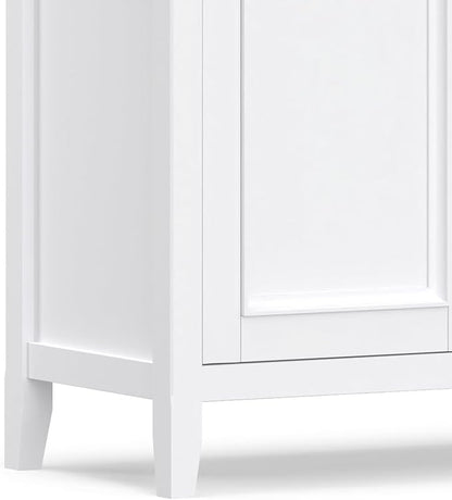 SIMPLIHOME Amherst Storage Cabinet - 66 inch Wide Solid Wood 4-Shelf Sideboard Cabinet in White, Transitional Buffet for Living Room or Dining Room with 4 Doors and Adjustable Shelves