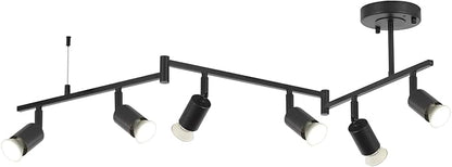 SEEBLEN 6-Light Black Track Lighting Fixtures Ceiling, Flexible Foldable Arm and Rotatable Light Head,Modern LED Track Lighting for Kitchen Islands, Dining Rooms(GU10 Socket, Bulbs Not Included)