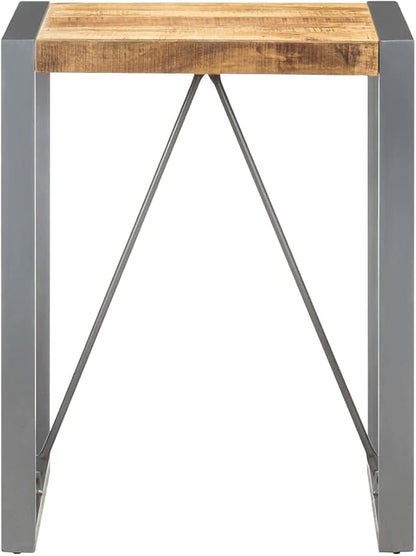 Industrial Dining Table Small Square Counter Height Furniture for Two, Solid Mango Wood Top with Steel Legs, Compact Modern Kitchen Table for Small Space Dining Room