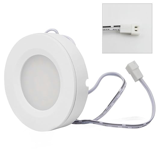 LED Under Cabinet Lighting Kit - 2Watt Warm White LED Puck Lights with UL-Listed Power Adapter for Closet, Kitchen Cabinet, Under Counter Lighting (Surface & Recessed Mount), 3Pcs