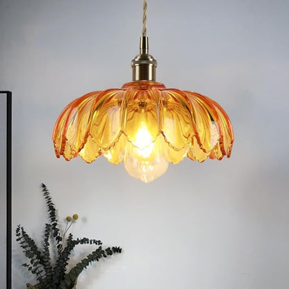 Plug in Pendant Light with Amber Glass Lamp Shade Brass Vintage Hanging Light Fixture Adjustable Chandelier for Kitchen Island Dining Room Bedroom Living Room Hallway