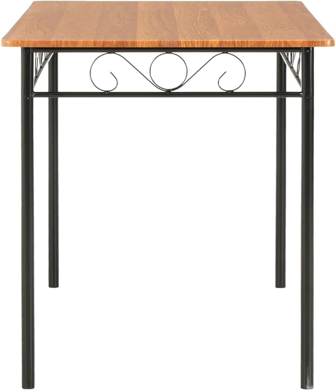 Modern Industrial Dining Table, 47.2 inch Rectangular Brown MDF Top & Black Steel Frame, Sturdy Small Dining Table for Kitchen Dining Room
