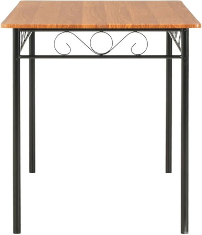 Modern Industrial Dining Table, 47.2 inch Rectangular Brown MDF Top & Black Steel Frame, Sturdy Small Dining Table for Kitchen Dining Room