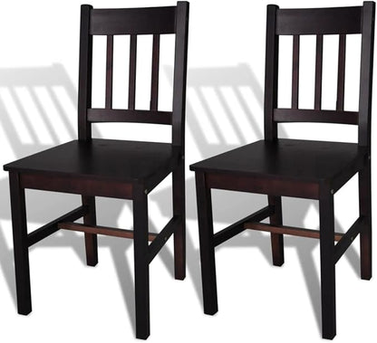 Dark Brown Solid Pine Wood Dining Chairs Set of 2 Ergonomic Farmhouse Kitchen Chairs for Dining Room Modern Accent Furniture 16.3W x 33.9H