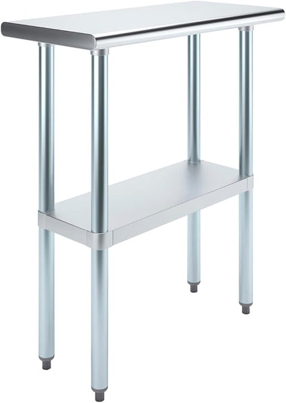 Stainless Steel Work Table | NSF Kitchen Island Food Prep | Laundry Garage Utility Bench (Table, 30" Long X 14" Deep)