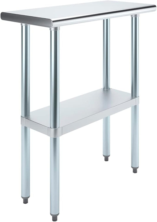 Stainless Steel Work Table | NSF Kitchen Island Food Prep | Laundry Garage Utility Bench (Table, 30" Long X 14" Deep)