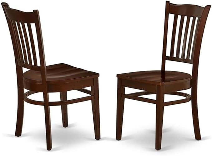 East West Furniture GRC-MAH-W Groton Dining Room Chairs - Slat Back Wood Seat Chairs, Set of 2, Mahogany