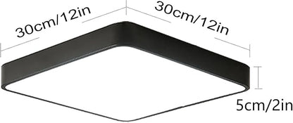 Ganeed LED Ceiling Light Flush Mount,24W 12-Inch Modern Ceiling Lamp Fixture Square,6500K Cool White Energy Saving Lighting Fixture for Living Bathroom Dining Room,Black