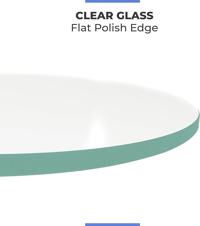 12-Inch Round Tempered Glass Table Top, 3/8” Thick, Flat Polished Edge, Durable Glass for Dining, Coffee, and Office Tables