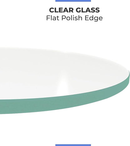 12-Inch Round Tempered Glass Table Top, 3/8” Thick, Flat Polished Edge, Durable Glass for Dining, Coffee, and Office Tables