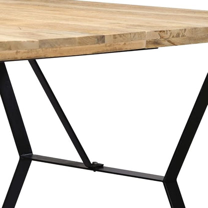 Dining Table 70.8"x35.4"x29.9" Solid Mango Wood Industrial Kitchen Table with Powder Coated Iron Legs for Dining Room Living Room Brown