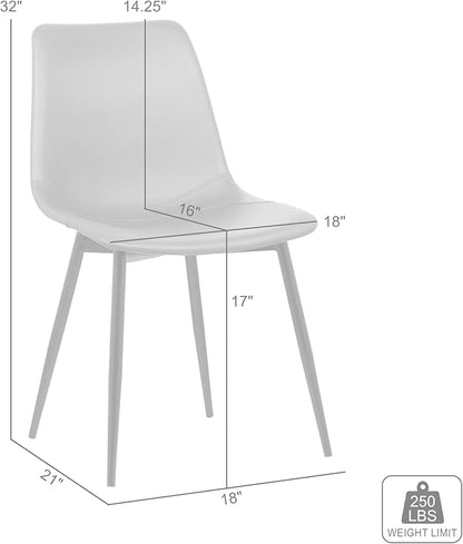 Armen Living Monte Mid Century Modern Dining Accent Chair for Table Kitchen Desk Vanity in Black Faux Leather with Black Metal Legs