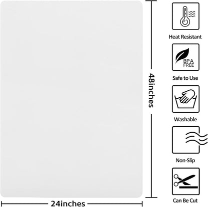 Silicone Mat Heat Resistant Mats for Countertop, Multipurpose Large Silicone Mats for Crafts Kitchen Workbench Size 48x24 inches Thick 2mm,Rolled Package,Translucent