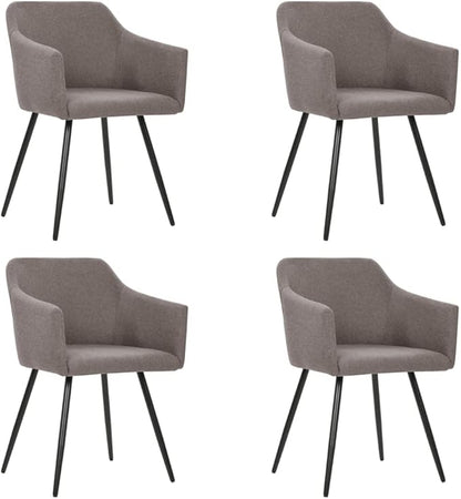 Dining Chair Set of 4 Modern Taupe Fabric Cushioned Kitchen Chairs 24.4x21.3x31.5 in Ergonomic Metal Frame Comfortable Accent Seating for Dining Room Living Room