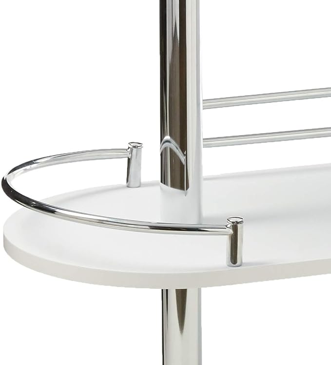 Kings Brand Furniture Bar Table with Two Tempered Glass Shelves, White