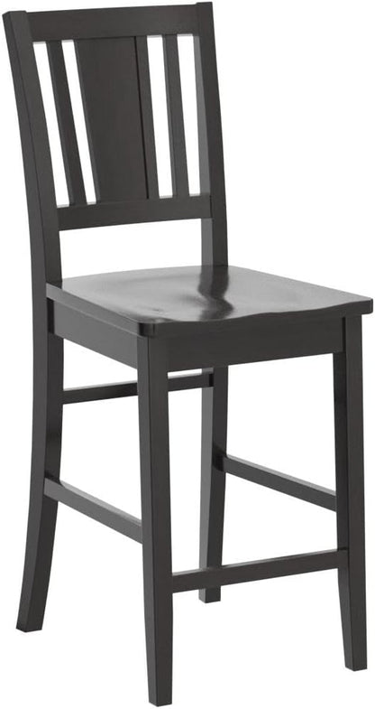 East West Furniture Buckland Wood Counter Height Stools in Black (Set of 2)