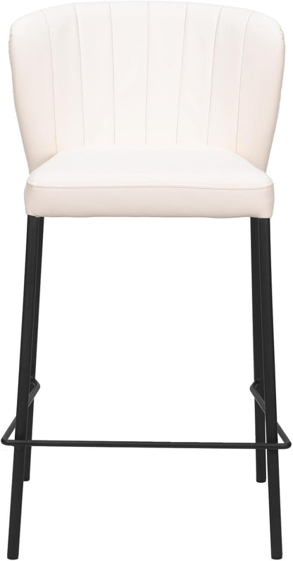 HomeStock Counter Stool Set of 2 - Cream Bar Stools for Kitchen Island & Home
