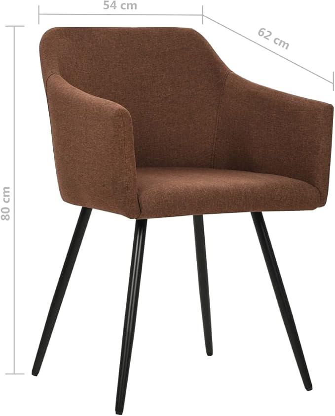 Modern Brown Dining Chairs Set of 4, 100% Polyester Fabric & Matte Black Metal Frame, 24.4" Seat Depth, Ergonomic Arm Accent Seats for Kitchen Dining Room Living Spaces