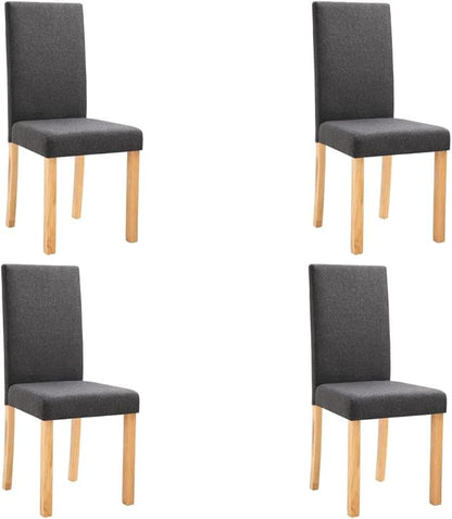 Modern Dining Chairs Set of 4 Dark Gray Fabric Solid Rubberwood Frame Tufted Cushion Ergonomic Backrest 18.1 in Leg Height for Kitchen Dining Room Living Room