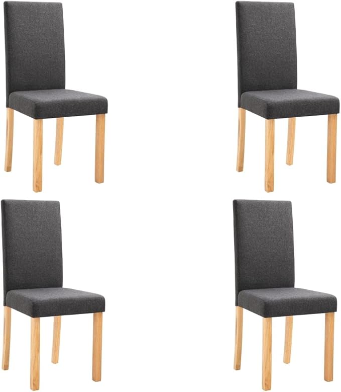 4-Piece Dark Gray Fabric Dining Chairs Set with Rubber Wood Frame, Modern Farmhouse Kitchen Chairs for Dining Room Comfortable Upholstered Seating Furniture