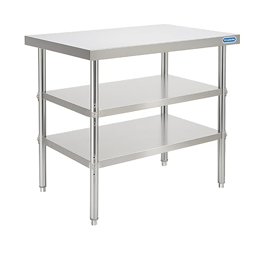 KUARBARR Stainless Steel Table Commercial Stainless Steel Prep Table 18 x 30 Inch, NSF Metal Commercial SS Kitchen Prep Worktable for Restaurant Kitchen Garage Warehouse