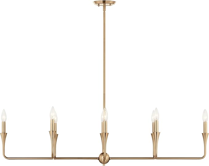 Kichler Alvaro 8-Light Linear Chandelier, Soft Modern Light in Champagne Bronze, for Dining Room or Kitchen (24.25" x 11.5" x 45.5"), 52693CPZ