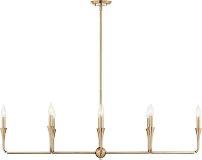 Kichler Alvaro 8-Light Linear Chandelier, Soft Modern Light in Champagne Bronze, for Dining Room or Kitchen (24.25" x 11.5" x 45.5"), 52693CPZ