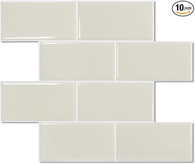 STICKGOO 10-Sheet Subway Tile Peel and Stick Backsplash, Self Adhesive Vinyl Wall Tiles, Stick on Backsplash for Kitchen and Bathroom(Thicker Design)