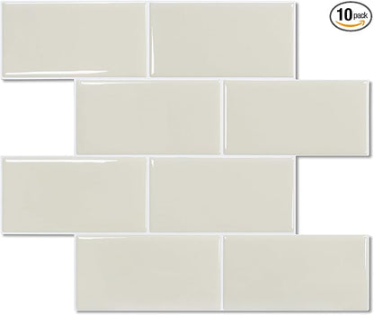 STICKGOO 10-Sheet Subway Tile Peel and Stick Backsplash, Self Adhesive Vinyl Wall Tiles, Stick on Backsplash for Kitchen and Bathroom(Thicker Design)