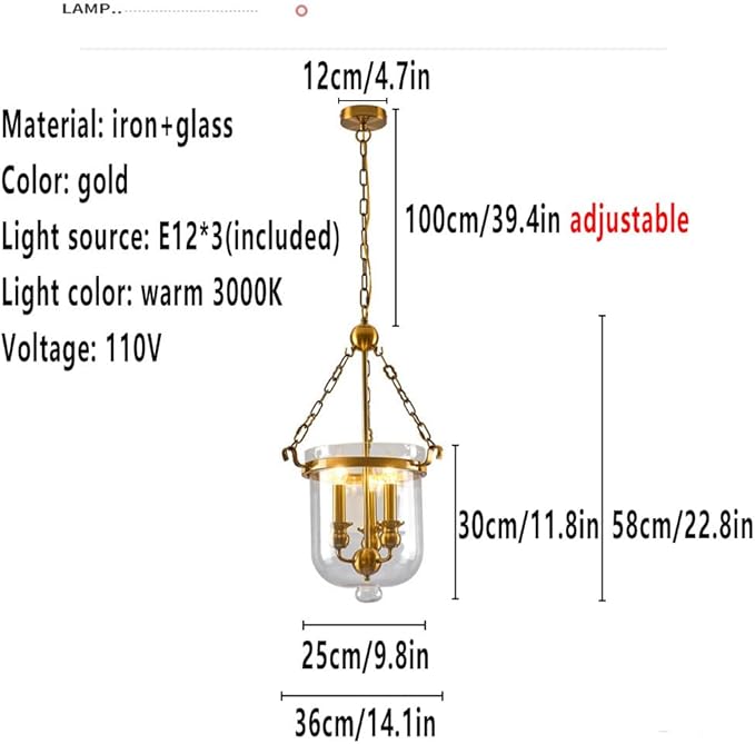 American Retro Hanging Lamp Industrial Country Style Pendant Lighting Bucket Shape Transparent Glass Lampshade Chandelier for Restaurants, Bars, Clothing Stores Lighting Fixture