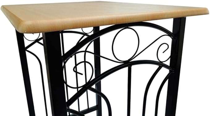 Compact Bar Table and Stool Set Modern Wood and Steel Dining Set for Kitchen Breakfast Bistro Indoor Use Black Rectangular 21.7 x 28.5 x 32.5 in