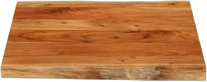 Rustic Acacia Table Top 15.7"x15.7" Brown Live Edge Solid Wood Butcher Block Countertop for Small Dining Nook Kitchen Home Café