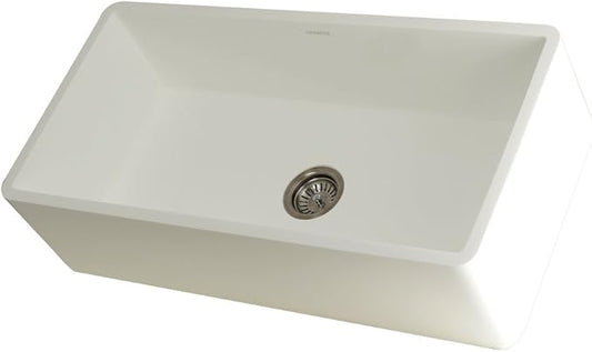 Kingston Brass GKFA361810BC Arctic Stone Single Bowl Kitchen Sink, 36"L x 18"W x 9-9/16"D, Matte White
